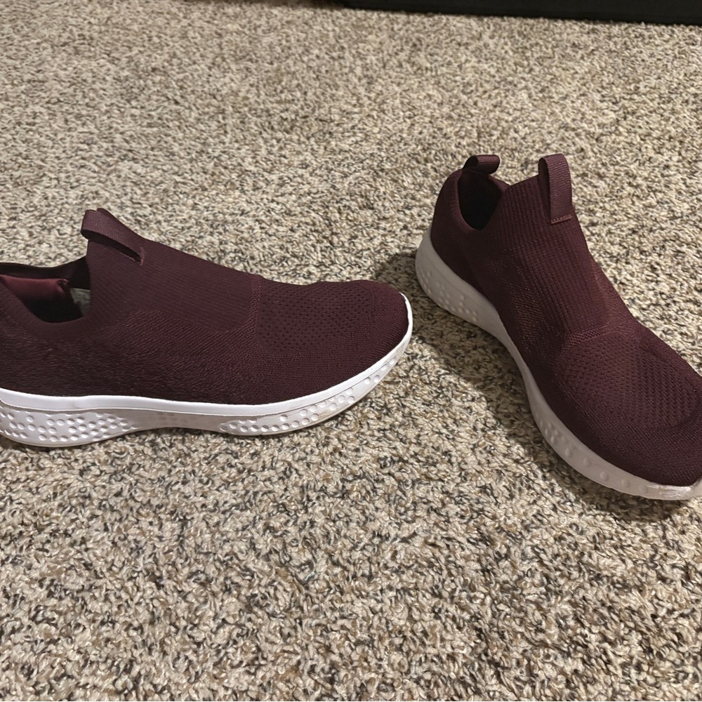 Women's Avia Burgundy Memory Foam Slip-On Sneakers - Picture 2 of 10